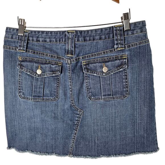 Vintage The Limited Y2K Denim Skirt Womens Size 12 Blue Stretch Micro Retro - Picture 2 of 8